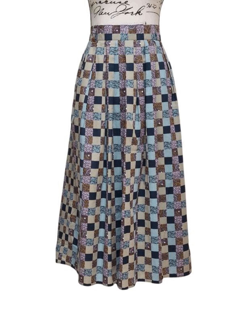 DREI ZINNEN Vintage 100% Cotton Abstract Midi Skirt Pockets SIZE M / EU 40
